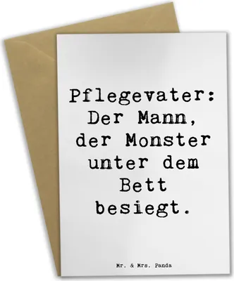 Produktbild von Mr. & Mrs. Panda Grußkarte Spruch Pflegevater Held - Weiß - Geschenk, Pflegeeltern, Kinderbetreuung, Freude, Grußkarten, liebevolle Fürsorge, hochzeitskarten, Liebe