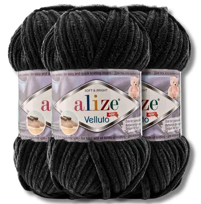 Produktbild von Alize 3x 100g Velluto dicke Wolle, Uni, Chenille, Häkeln, Stricken (770)