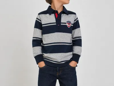 Produktbild von Blue Seven Jungen Poloshirt Blau Langarm Gr. 104 – Kinder Polo Shirt