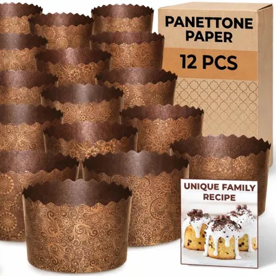 Papier-Backformen für Panettone, 12 Stück, braun, 13 x 8,5 cm
