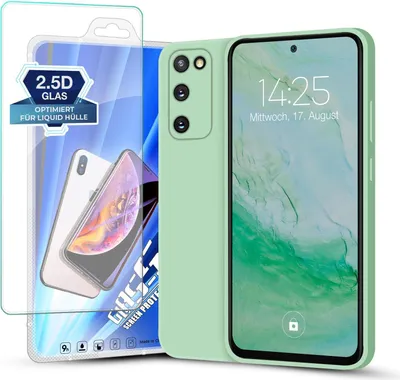 Produktbild von Hülle für Samsung Galaxy S20 FE mit 9H Displayglas Displayschutz Plus Case Cover Bumper Silikon Softgrip Schutzhülle Farbe: Türkis