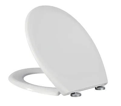 Produktbild von WC Sitz O Form 47,5 x 37 cm, Toilettendeckel Weiß mit Absenkautomatik, Soft Close, Schnellverschluss, abnehmbar, UF Kunststoff, 175 kg Tragkraft