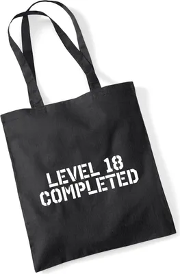 Produktbild von Huuraa Jutebeutel Level 18 Completed 10 Liter Black Baumwolle Tasche Geschenkidee