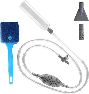 Produktbild von Aquarien-Wasserwechsel- und Reinigungsset – Saugfuß mit Reinigungsschwamm – Einfach zu montieren – Manuell bedienbarer Aquarienreiniger