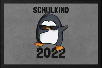 Produktbild von Schulkind 2022 Fußmatte Einschulung 1. Klasse Pinguin Dab Geschenkidee Grundschule Kindergarten Vorbei