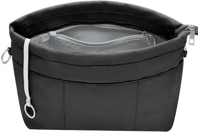 Produktbild von Schwarze Nylon Handtaschen Organizer mit Schlüsselhänger und Innenfächern