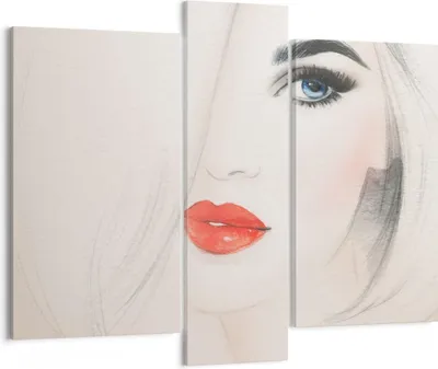 Produktbild von Bild auf Leinwand - Leinwandbild - Frau Gesicht Lippen - 95x80cm - Wand Bild - Wanddeko - Wandbilder - Leinwanddruck - Bilder - Kunstdruck - Wanddekoration - Leinwand bilder - Wandkunst - CB95x80-3860