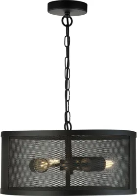 Produktbild von Hängeleuchte Metall E27 D: 45 cm H: max. 150 cm Schwarz 3-flammig rund Retro Design Pendelleuchte