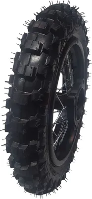 Produktbild von Komplettrad vorne 2.50-10 für Dirtbike schwarz mit silbernen Speichen