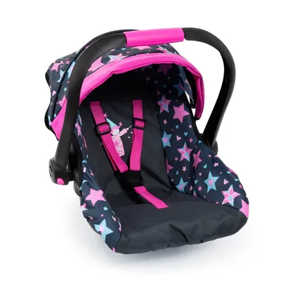 Produktbild von Bayer Design 67906AA Puppenautositz mit Dach, verstellbarem Griff, Sicherheitsgurt, für Puppen bis 46 cm, schwarz