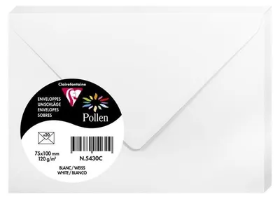 Obrázok produktu pre Clairefontaine 5430C, Biela, 120 g/m², 100 mm, 75 mm, Forest Stewardship Council (FSC), Francúzsko