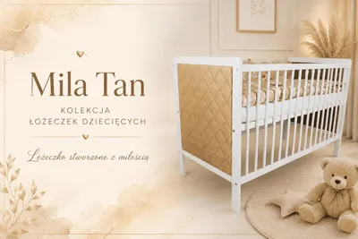 Łóżeczko dziecięce tapicerowane Mila Tan 120×60 cm – zdjęcie produktu 1