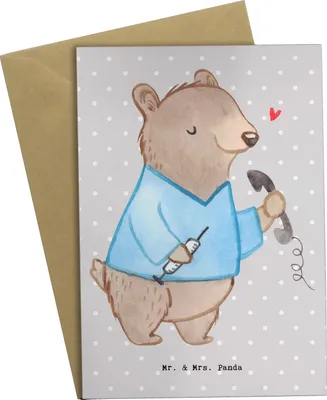 Produktbild von Mr. & Mrs. Panda Glückwunschkarte Arzthelfer Herz - Grau Pastell - Geschenk, krank, jubiläumskarte, vatertagskarte, Medizinischer Fachangestellter, weihnachtskarten, MFA
