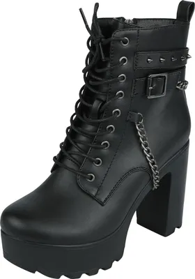 Produktbild von Rock Rebel by EMP Damen schwarze Stiefeletten mit Absatz und Plateau EU37