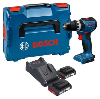 Zdjęcie produktu dla Wiertarko-wkrętarka udarowa akumulatorowa Bosch GSB 18V-52 Professional 18 V 70 Nm bezszczotkowa + 2x akumulator 2,0 Ah + ładowarka + L-Boxx