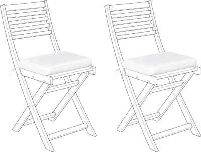 Produktbild von BELIANI Sitzkissen für Gartenstuhl 2er Set Cremeweiß Stoffbezug mit Reißverschluss Bindebändern 29 x 38 cm Modern Outdoor Stuhlkissen Stuhlpolster