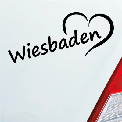 Produktbild von Auto Aufkleber Wiesbaden Herz Stadt City Liebe Love Heart 19,5x8 cm Schwarz Glanz Sticker Heckscheibenaufkleber