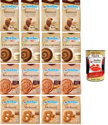 Produktbild von Mulino Bianco Testpaket Vollkorn -Kekse Cioccograno, Molinetti, Buongrano,16 Stück + Italian Gourmet polpa 400g