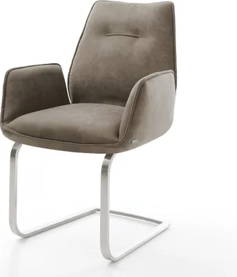 Produktbild von DELIFE Freischwinger Zoa-Flex Mikrofaser Taupe Vintage Freischwinger flach Edelstahl Taschenfederkern