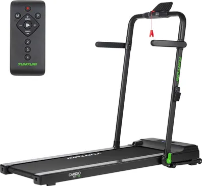 Produktbild von Laufband Cardio Fit T10 – Belastbar bis 100 kg – 7 Programme – 100 % klappbar – 1,0 bis 12 km/h – Fernbedienung inklusive – Kompaktmodell