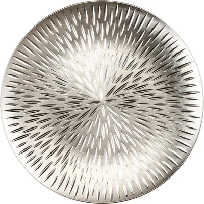 Dekoteller 33cm Kunststoff mit Strahlen Muster - Silber