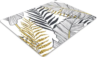 Produktbild von Stuhlunterlage Bürostuhlunterlage 120 cm x 90 cm Bodenmatte Bürostuhlunterlage - Goldene Palmblätter