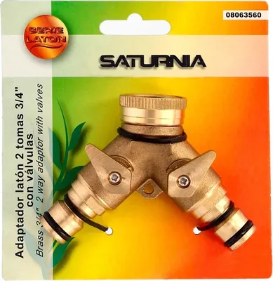 Immagine prodotto di Adattatore per tubo in ottone con 2 uscite per rubinetto da 3/4 di pollice