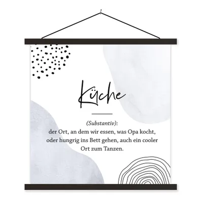 Produktbild von MuchoWow® Textilposter Zitate - Küche - Definition der Küche - Sprichwörter - Wörterbuch 60x60 cm mit schwarzem Rahmen - Posteraufhänger