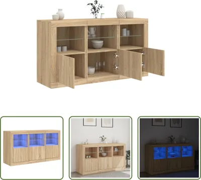 Produktbild von The Living Store Sideboard mit LED-Leuchten Sonoma-Eiche 123x37x67 cm