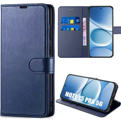 Image de Coque pour Xiaomi Redmi Note 15 Pro 5G, Protection Anti-Rayures Antichoc Synthécuir Bleu Marine