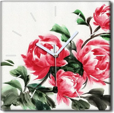 Produktbild von Coloray Uhr auf Leinwand 30x30 cm Wand Uhr Dekoration Wohnzimmer Segeltuch weiße Zeiger -Blume Asien China.