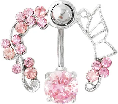 Produktbild von 14G Schmetterling Strass Bauchnabelpiercing Ring Nabel Piercing Schmuck