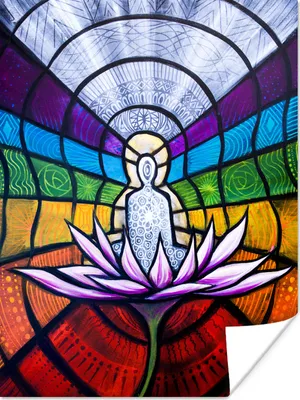 Produktbild von MuchoWow® Poster Glasmalerei der sieben Chakren 60x80 cm - Schlafzimmer Dekoration