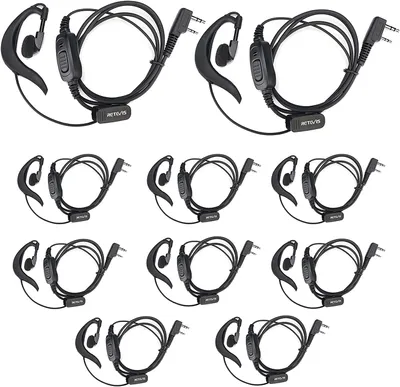 Immagine prodotto di Retevis RT5R Cuffia radio, cuffia a G compatibile con Retevis RT5R RT24 RT27 RT28 RT619 Cuffia di sicurezza a 2 pin, PTT grande (confezione da 10)