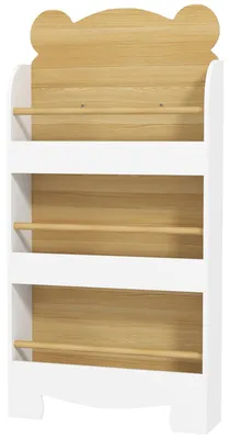 Immagine prodotto di Libreria per bambini con 3 ripiani | Colore: Bianco e marrone | Dimensioni: 55x15x110 cm