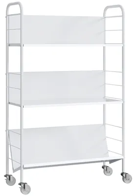 Produktbild von Bücherregal Aufbewahrungsregal mit 3 Ebenen, Rädern, Spielzeugregal für Schlafzimmer, 69 x 26 x 108 cm, Weiß