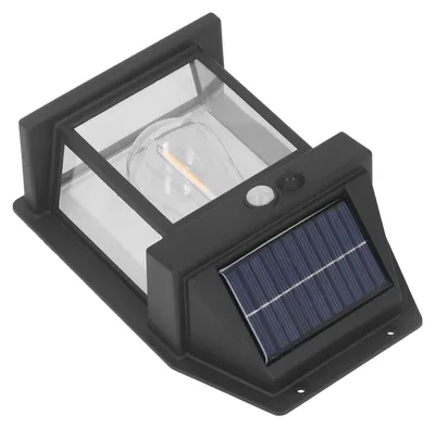 Solar-Wandleuchte mit Bewegungsmelder, IP65, Wolframdraht, schwarz