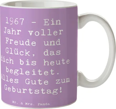 Produktbild von Mr. & Mrs. Panda Tasse Spruch 1967 Geburtstag Freude - Lavendeltraum - Geschenk, Pott, Happy Birthday, unvergessliches Jahr, schöne, Geburtstagserinnerungen, Alter