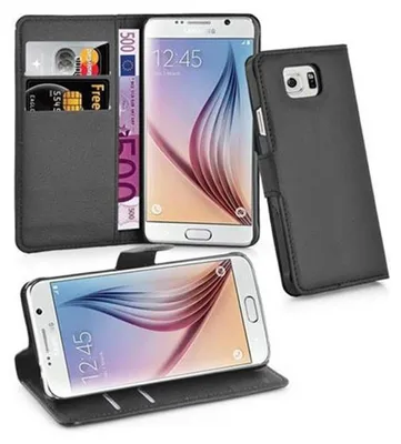 Immagine prodotto di Cadorabo custodia per Samsung Galaxy S6 custodia protettiva in nero custodia per cellulare cover chiusura magnetica