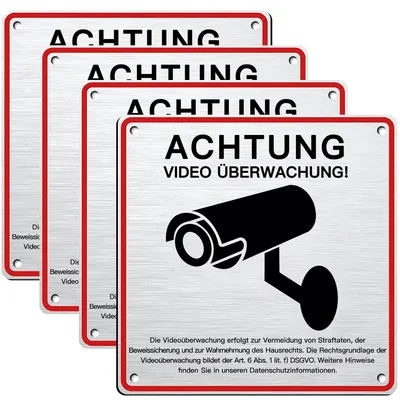 Immagine prodotto di Cartello di videosorveglianza (15 x 15 cm) - Cartello di avviso in alluminio per area privata