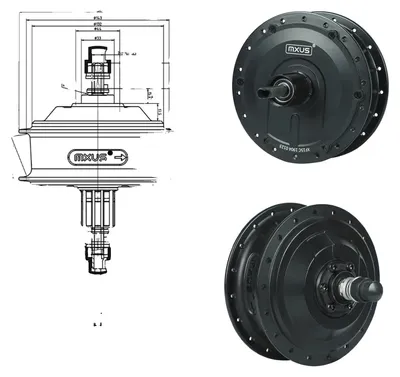 Obrázek produktu pro Motor pro elektrokolo, bezkartáčový převodový pohon, vysoká energetická účinnost, XF15C 36 V, 350 W