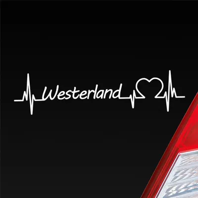 Produktbild von HUURAA! Auto Aufkleber Westerland Puls Herzschlag Fun Sticker Heckscheibenaufkleber Autoaufkleber mit Ferien Region Motiv 19x4cm