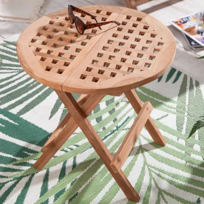 Produktbild von riess-ambiente Wetterfester Beistelltisch EMPIRE TEAK 50cm Massivholz rund klappbar Outdoor Gartentisch Tisch Klapptisch
