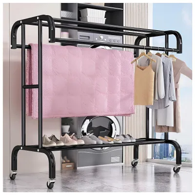 Image de Porte-vêtements moderne sur roulettes avec espace de rangement