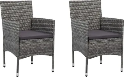 Produktbild von The Living Store Garten-Essstühle 2 Stk. Poly Rattan Grau