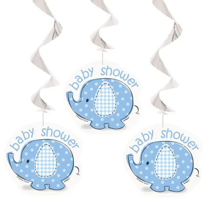 Produktbild von Swirldeko Elephant blau 3 Stück Dekoration für Baby Shower