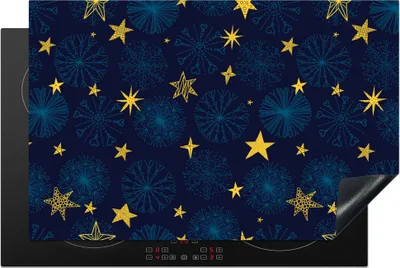 Produktbild von KitchenYeah© Herdabdeckplatte Sterne - Schnee - Muster - Weihnachten , 81x52cm, Küche Deko, Glaskeramikkochfeld Herdabdeckung, Abdeckplatte fùr Kochfeld
