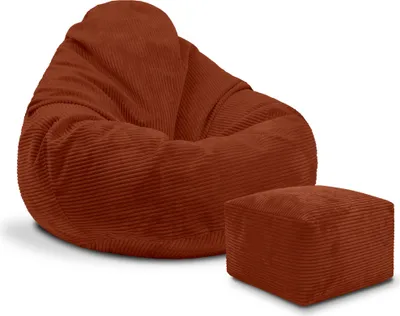 Produktbild von Dreamroots Bean Bag 90x90x100 cm Sitzsack mit Lehne und Hocker und Bezug Sitzkissen Boden Chill Sack Bubibag Sitzsack Sitzsack mit Füllung, Indian tan