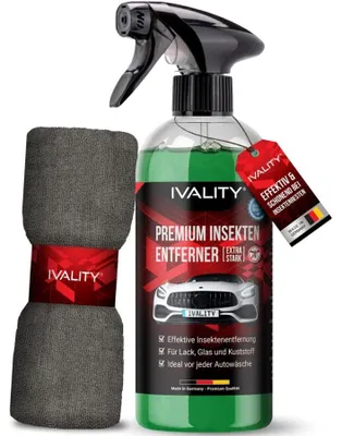 Produktbild von IVALITY® 750ml Insektenentferner Auto löst effektiv hartnäckige Insektenrückstände - Insektenentferner + Tuch