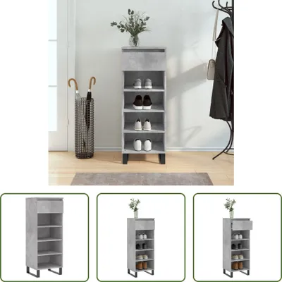 Produktbild von The Living Store Schuhschrank Betongrau 40x36x105 cm Holzwerkstoff